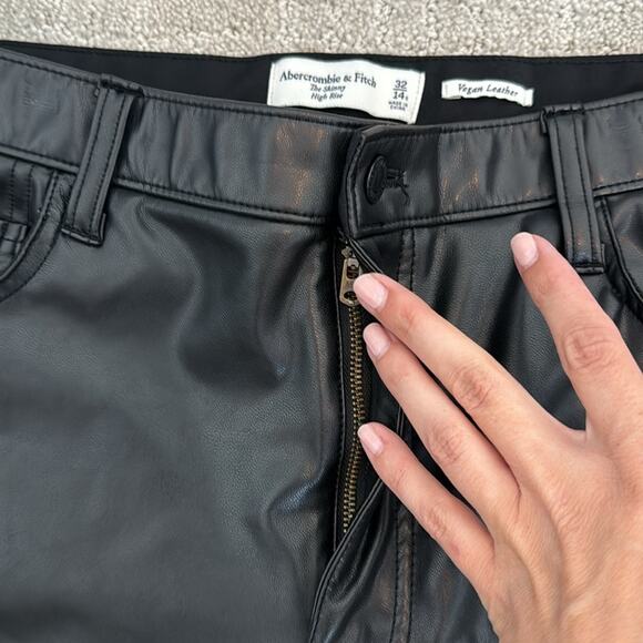 A&F Faux leather the skinny high rise curve love vegan black ankle pant straight - Picture 5 of 10